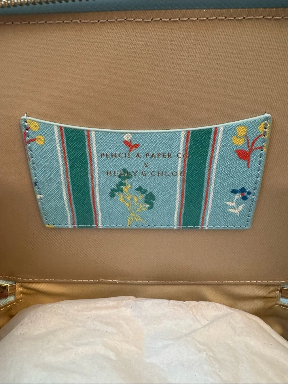 Pencil & Paper Co x Neely & Chloe Stripe Cosmetic pouch with Top Handle and Zip